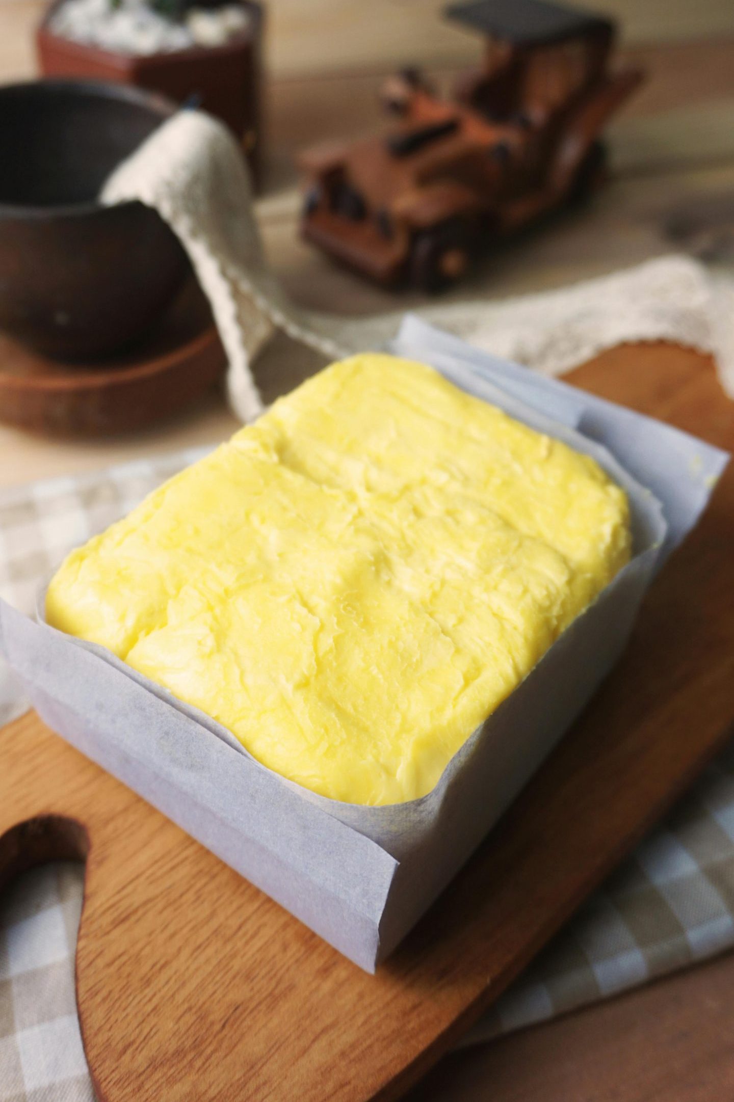 Homemade butter in a container